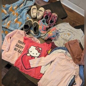 Toddler Girls 2T Shoe And Clothing Bundle Lot Pants Shirts Sneakers